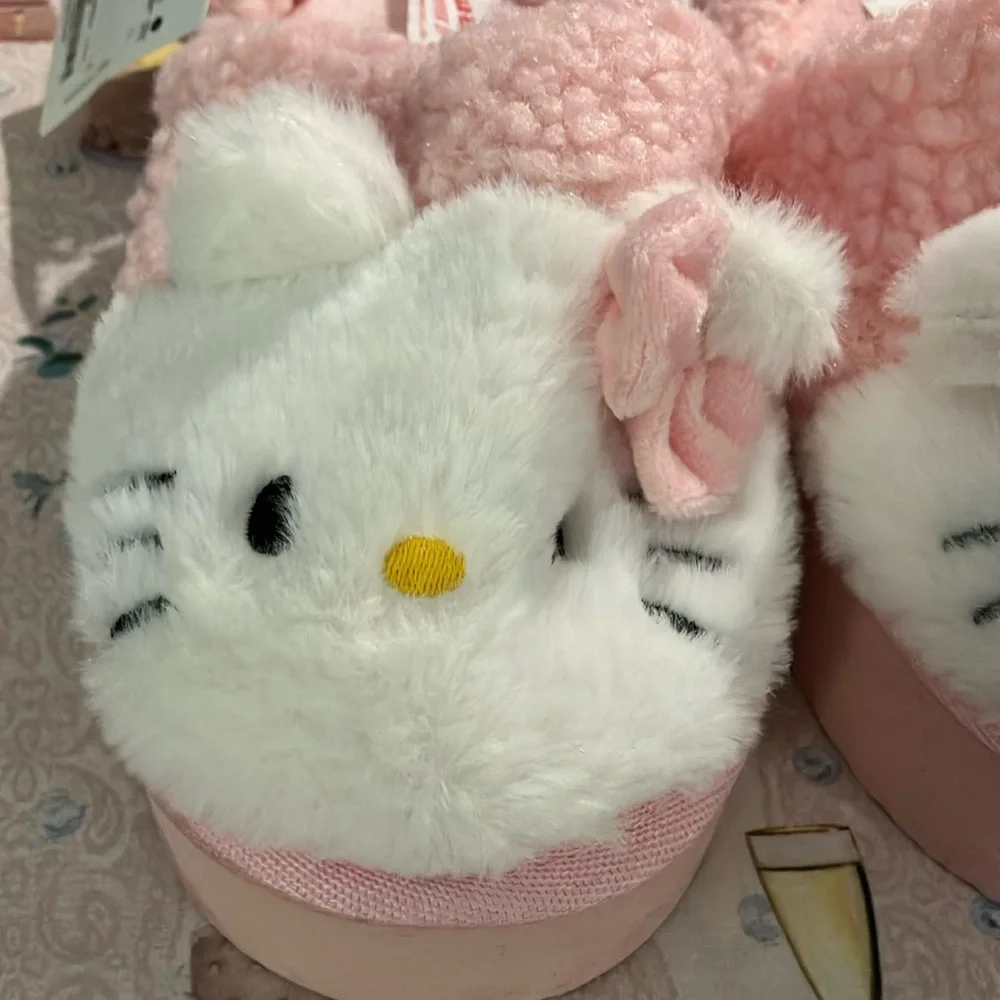 Hello Kitty Pink Fuzzy Slippers
